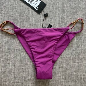 Elegant Magenta Bikini Bottom with Beaded Straps
